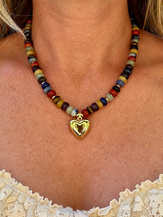 Chakra Puffy Heart Necklace